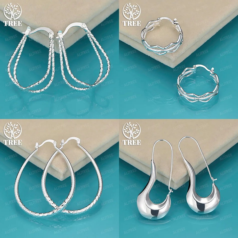 

Fashion 925 Sterling Silver Smooth Hook Hoop Earrings Women Charm Wedding Birthday Party Popular Gift Fine Jewelry Accessories