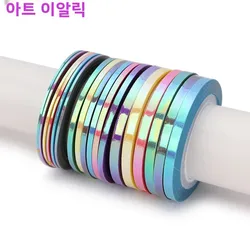 18Pcs Mermaid Nail Striping Tape Candy Color Adhesive Decals DIY Nail Art Line Sticker Manicure Decoration