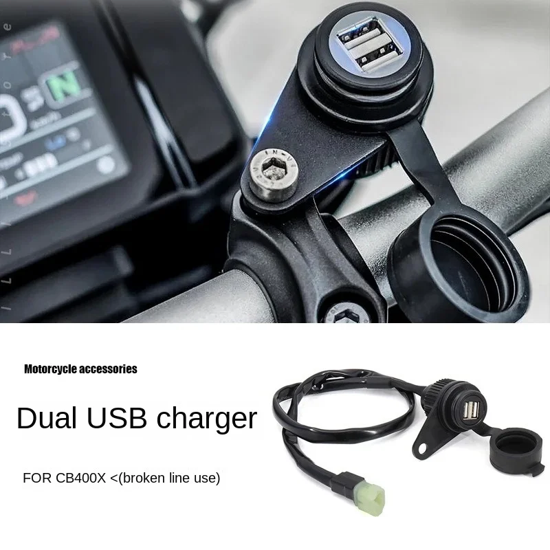 For Honda CB400X Motorcycle Accessories Retrofit 12V Dual USB Charger Socket