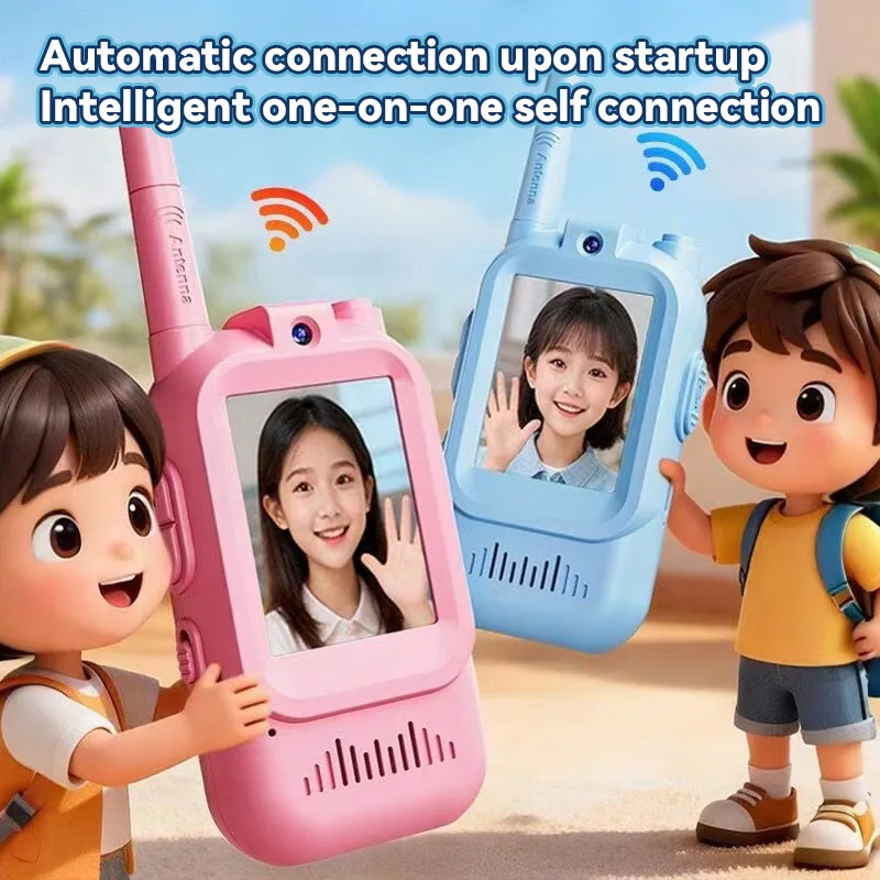 Video Walkie Talkies for Kids 2 Pack Rechargeable Intercom Walkie-talkie Cute 2 Inch Screen One-Click Call Child Video Intercom