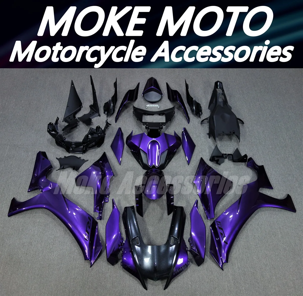 

Moke moto Motorcycle Fairings Kit Fit For Yzf R1M R1 2020 2021 2022 2023 2024 Bodywork Set Abs Injection purple-silver-gray