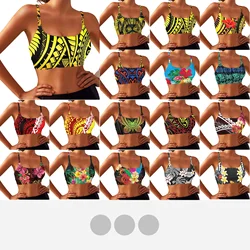 Polynesian Tribal Hawaiian Totem Tattoo Hawaii Prints Women Gym Absorb Sweat Quick Dry Sports Tank Top Yellow No Zipper Yoga Bra