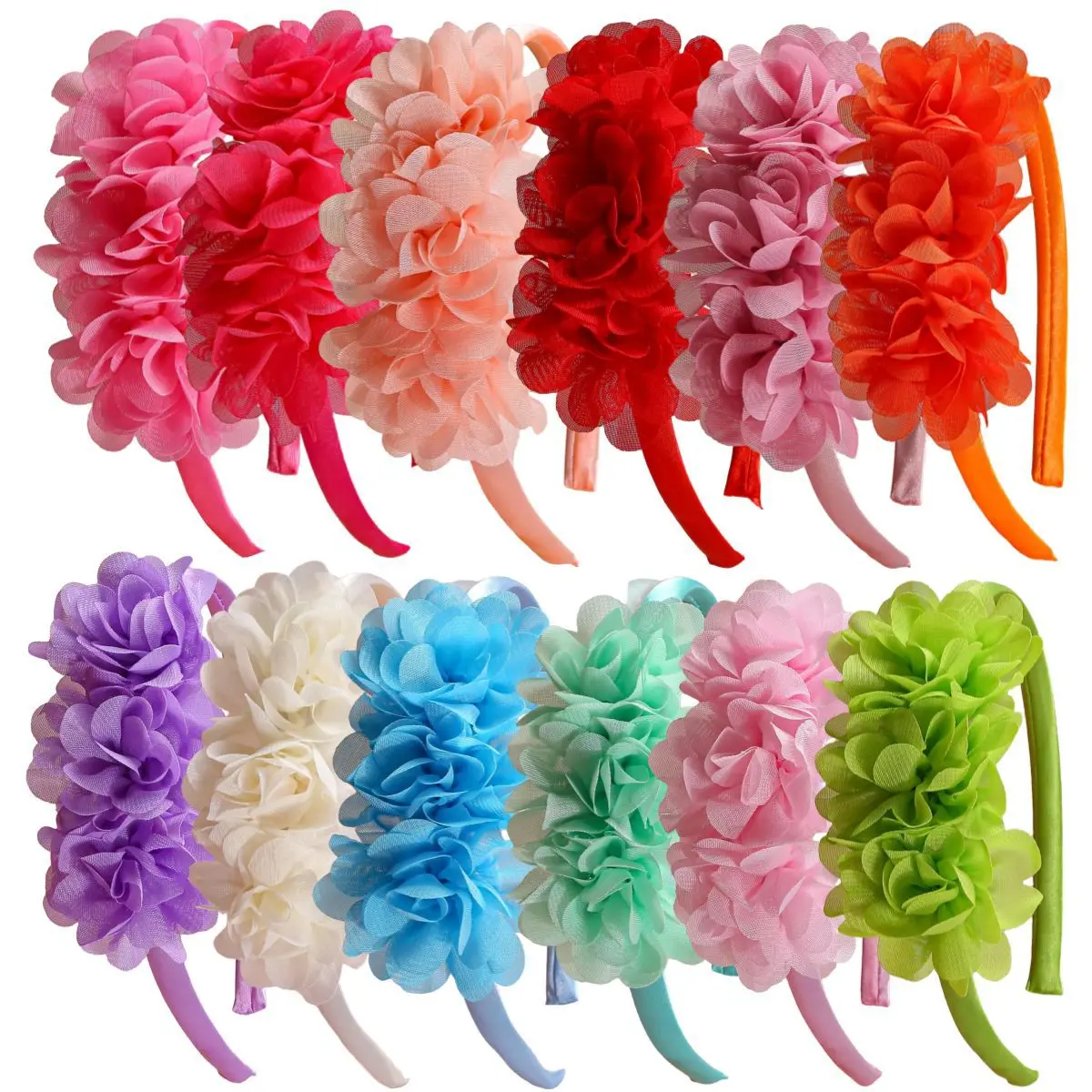 

10 Pcs Solid Color Chiffon Flower Headbands Kids Girls Hairbands Floral Headband Children Fashion Hair Aceessories