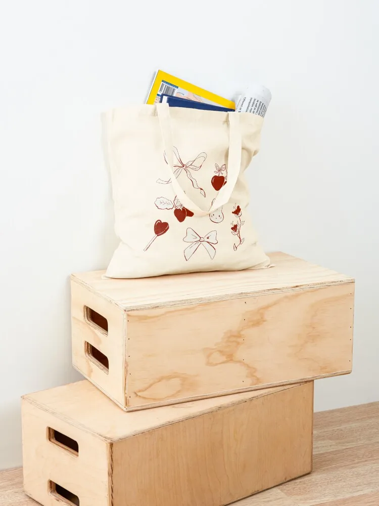 Coquette Ribbons, bows and Cherrys Aesthetic Tote Bag Shopper tote bag Women's shopper women bag