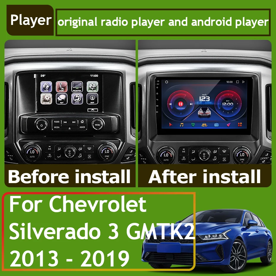 Car Radio Carplay For Chevrolet Silverado 3 GMTK2 2013-2019 Navigation GPS Stereo 5G Wifi Video Android Auto Screen No 2din DVD