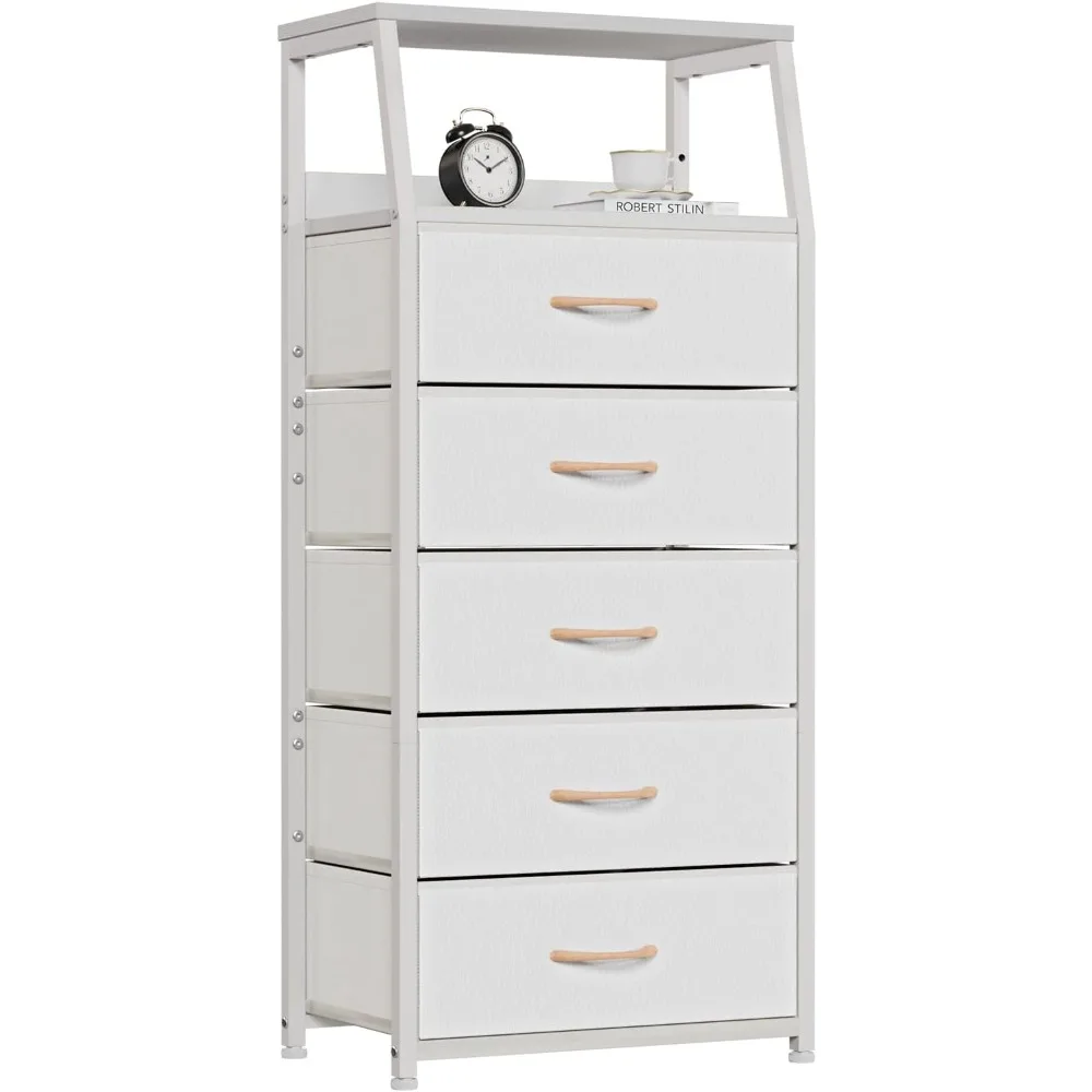 

Dresser with 5 Drawers, Vertical Storage Tower Fabric Dresser for Closet Organizer, Nightstand Bedside Table Furniture