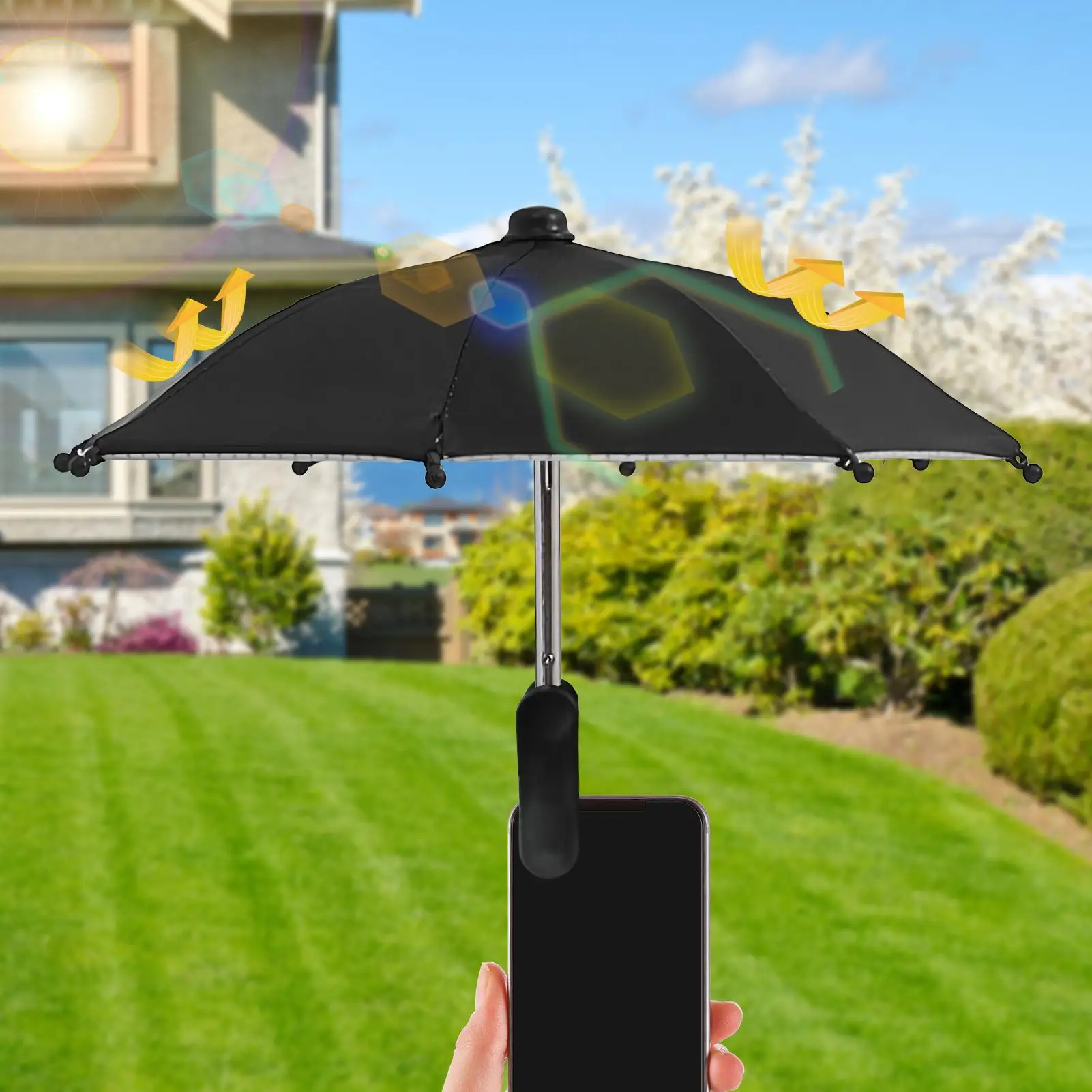 Motorrad-Handyhalterung mit Sonnenschirm, Wasserdichter Kleiner Helm-Sonnenschutz, Telefonständer zum Schutz des Telefons vor Regen