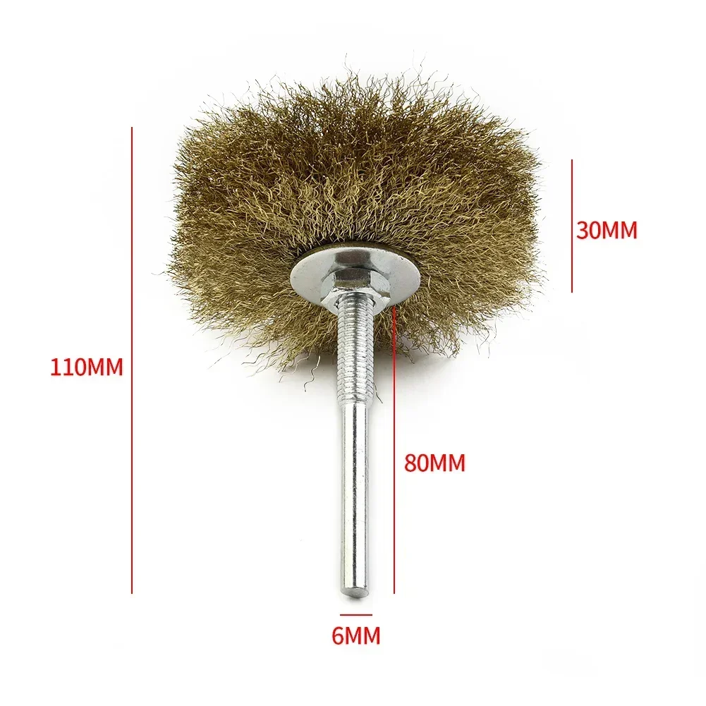 1Pc 6mm Shank Brass Copper Wire Wheel Brushes Power Tool For Wood Carving Rust Accessories Rotary Tools Polishing Brush