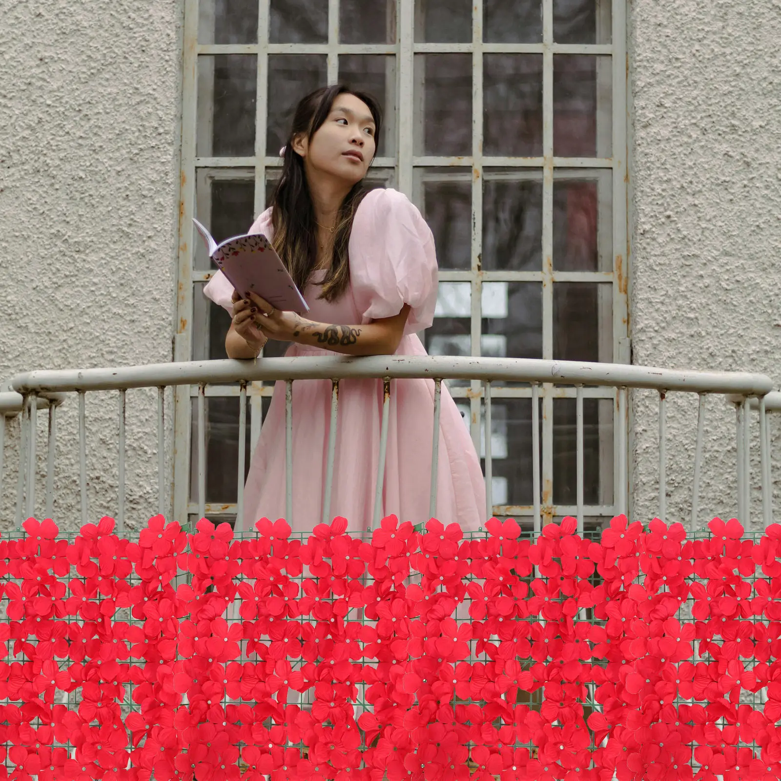 Artificial Screening Simulated Flower Fence Artificial Plant Wall Balcony Decorative Faux Flower Trellis Courtyard Backyard