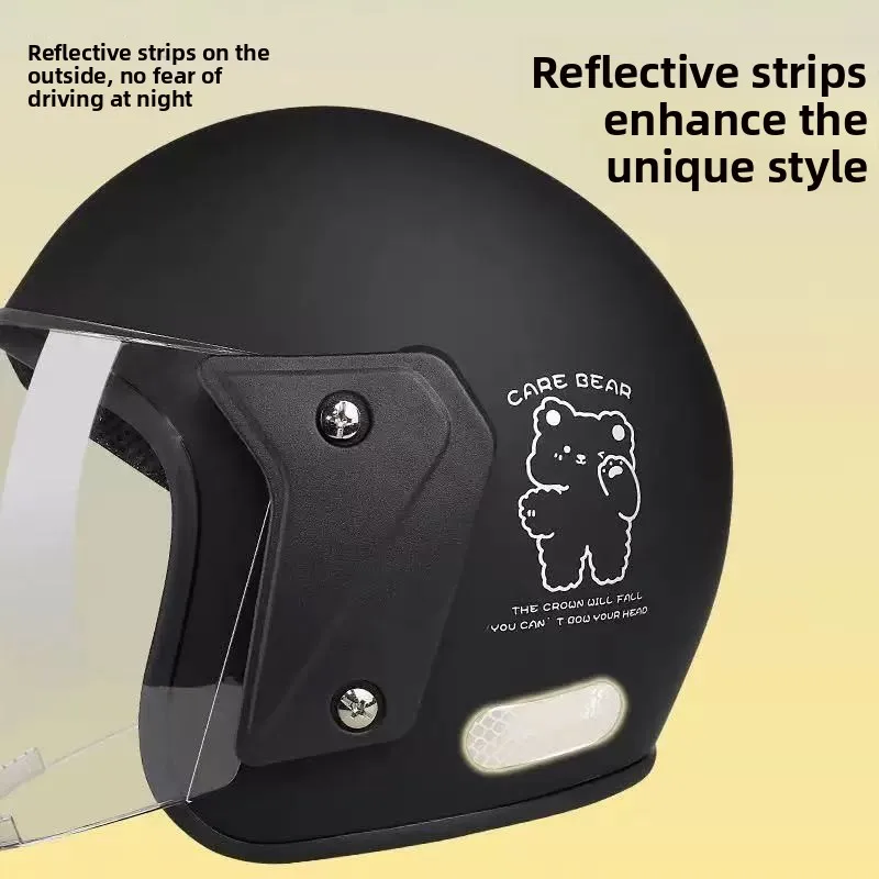 

Мужской и женский полушлем на осень и зиму, теплый летний солнцезащитный универсальный аккумуляторный автомобильный шлем