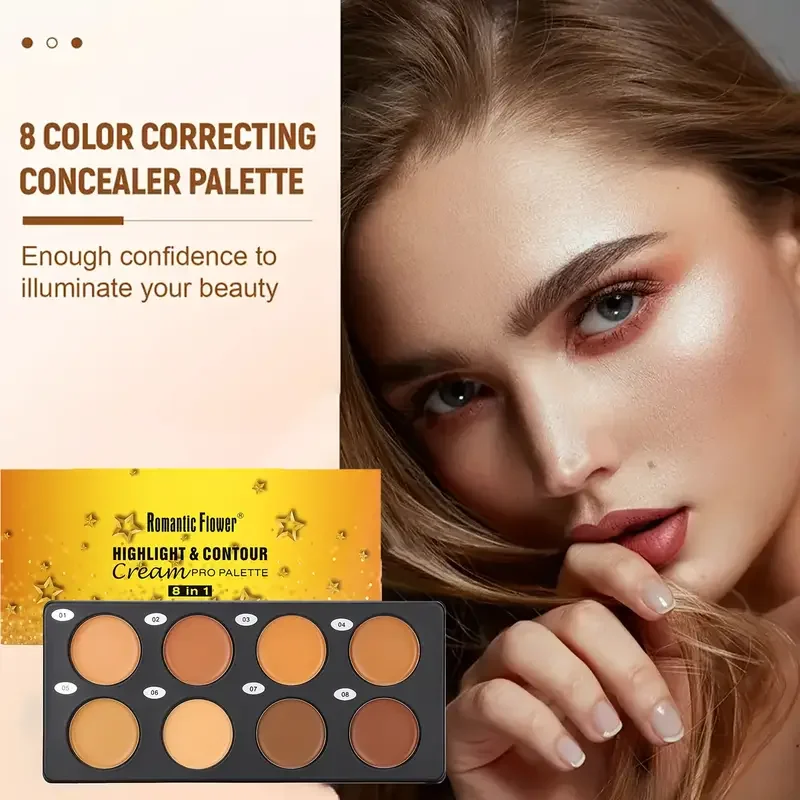 8-in-1 Makeup concealer Palette,Face Contour Concealer palette Waterproof,3D Contouring Shadow Makeup Bronze makeup products