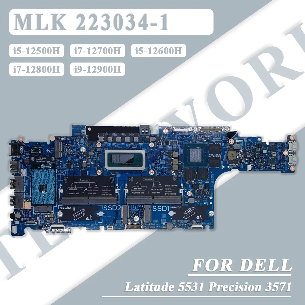 

Материнская плата для ноутбука Dell Latitude 5531 Precision 3571 i5 i7 i9 12-й зернистый 2/4/8 ГБ RTXA1000 RTXA2000 MX550 T600 GPU 223034-1