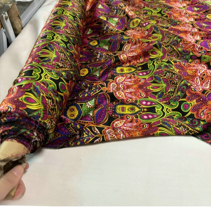 19 Mmi Silk Plain Crepe Satin Print Silk Clothing Fabric Bohemian Ethnic Style Short Skirt Cheongsam Soft High Quality XXX-002
