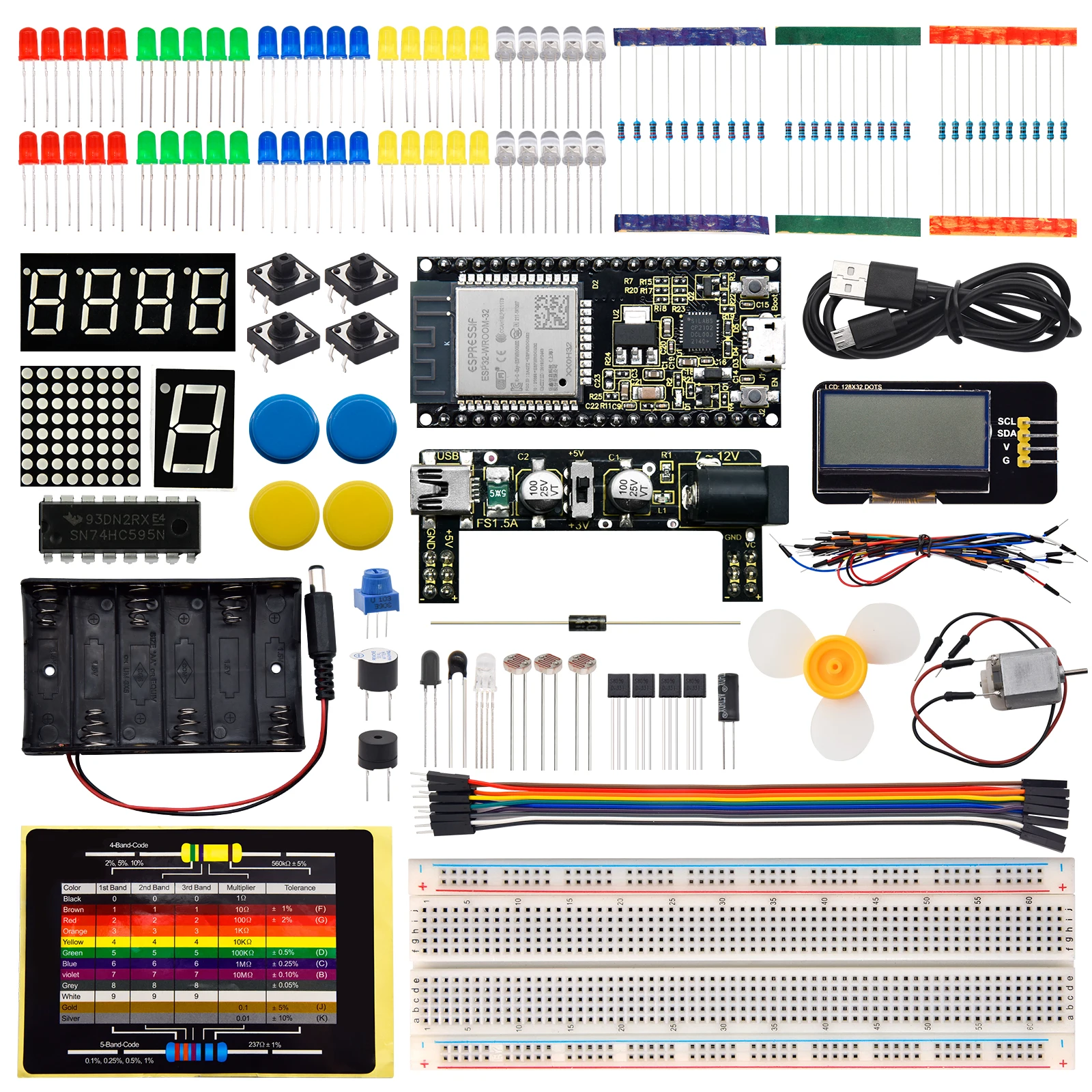 Keyestudio ESP32 Learning Kit Basic Edition With ESP32 Development Board C And MicroPython 74 Project Tutorials For Arduino