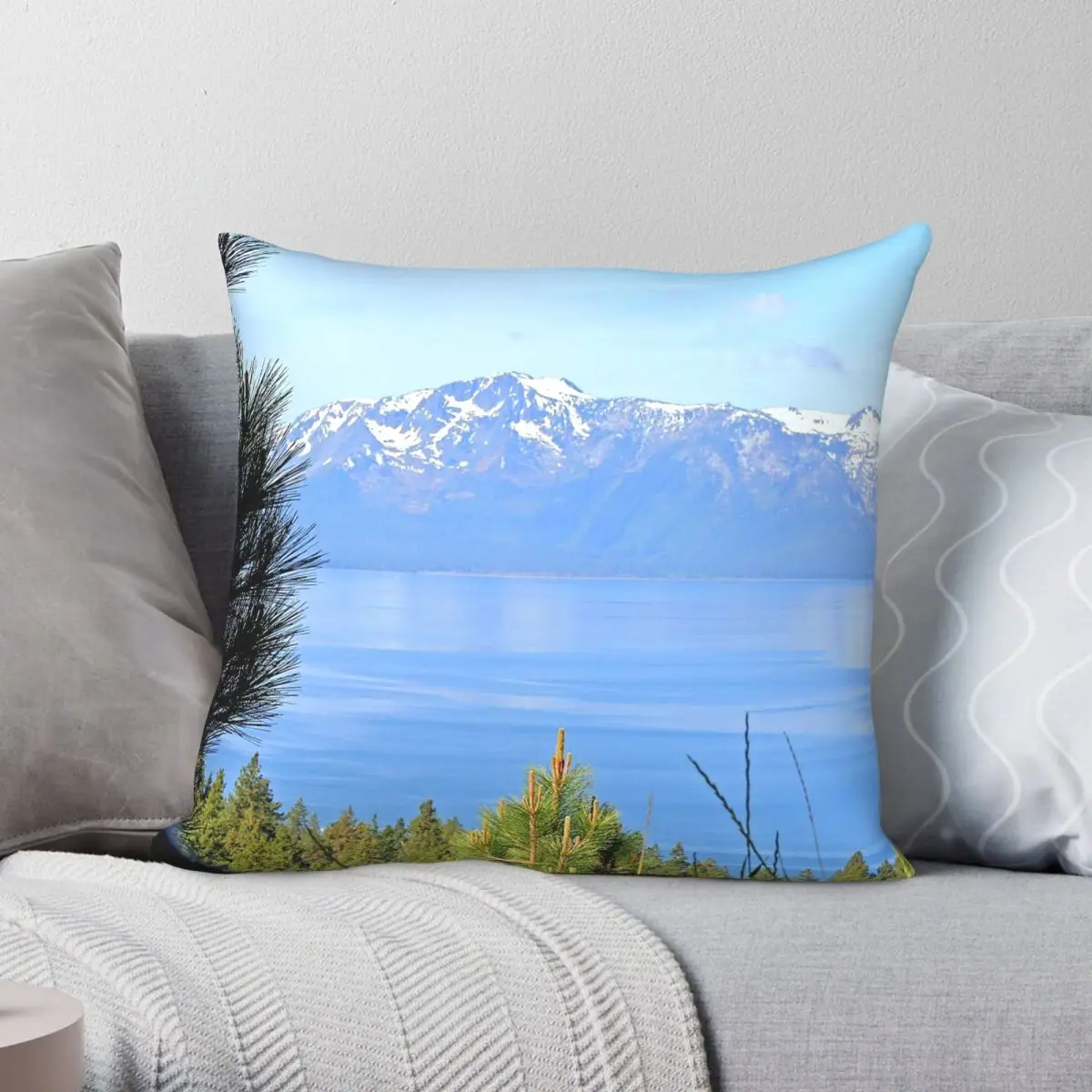 Lake Tahoe And Mount Tallac Pillowcase Polyester Linen Velvet Creative Zip Decor Pillow Case Bed Cushion Cover