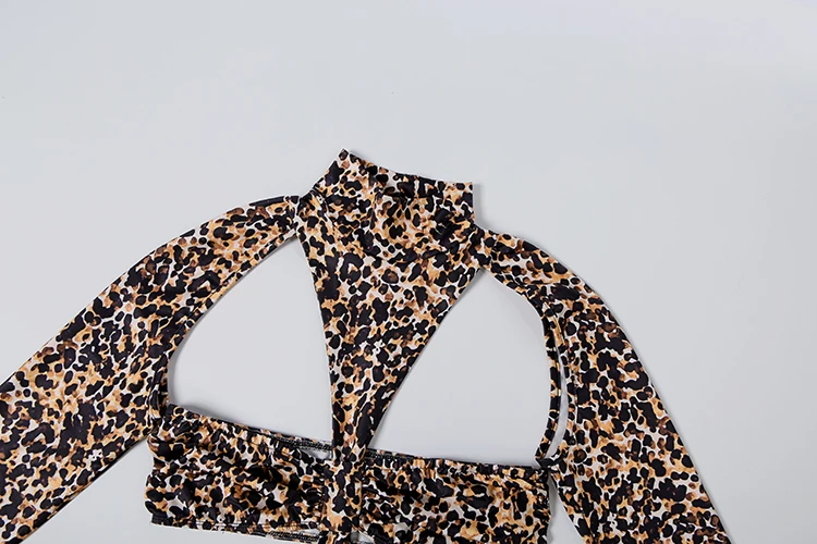 Weird Puss Unregelmäßiger Hohl-Jumpsuit für Damen, Leopardenmuster, Rollkragen, lange Ärmel, rückenfrei, Hot Girls Street Sexy Fashion Overall – Detail 16