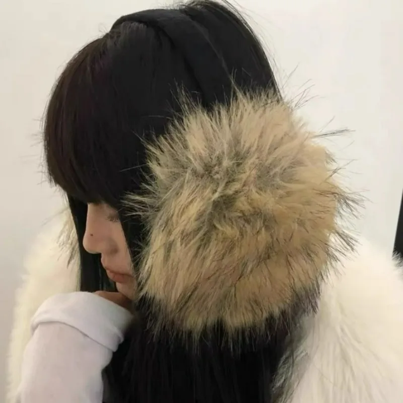 Vintage Brown Faux Mink Fur Earmuffs Y2K Plush Windproof Ear Covers Men And Women Winter Warm Thickened Earplugs for Protection