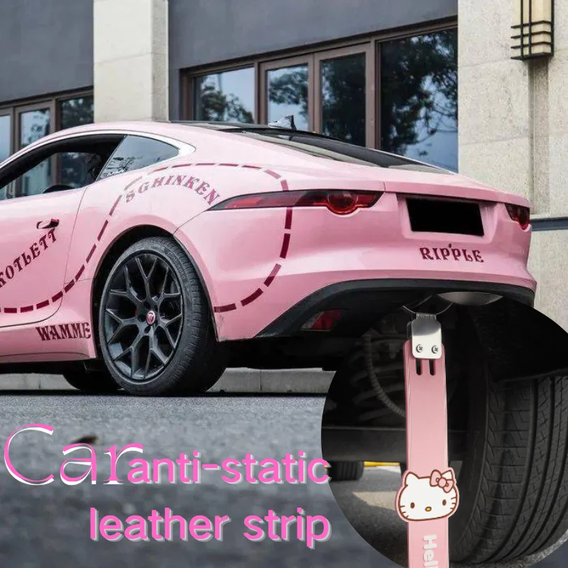 Hello Kitty Shape Flexible Car Anti-Static Grounding Strip Static Discharge Eliminator Belt For SUVTruck Vehicle CarModification