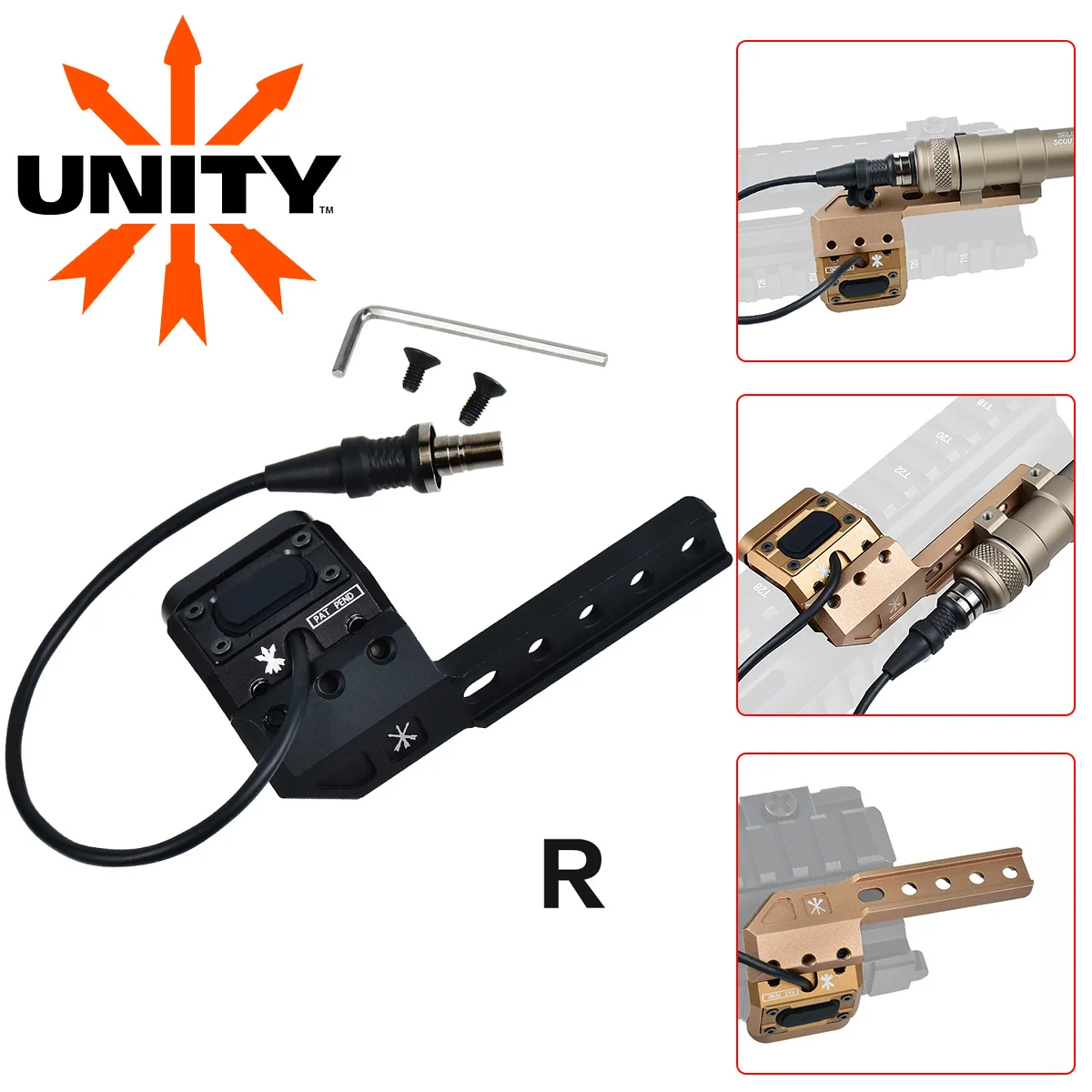 Lampe torche tactique pour armes à feu Airsoft Surefire M600 M300 avec interrupteur UNITY, télécommande à pression, prise SF et support décalé pour Scout Light