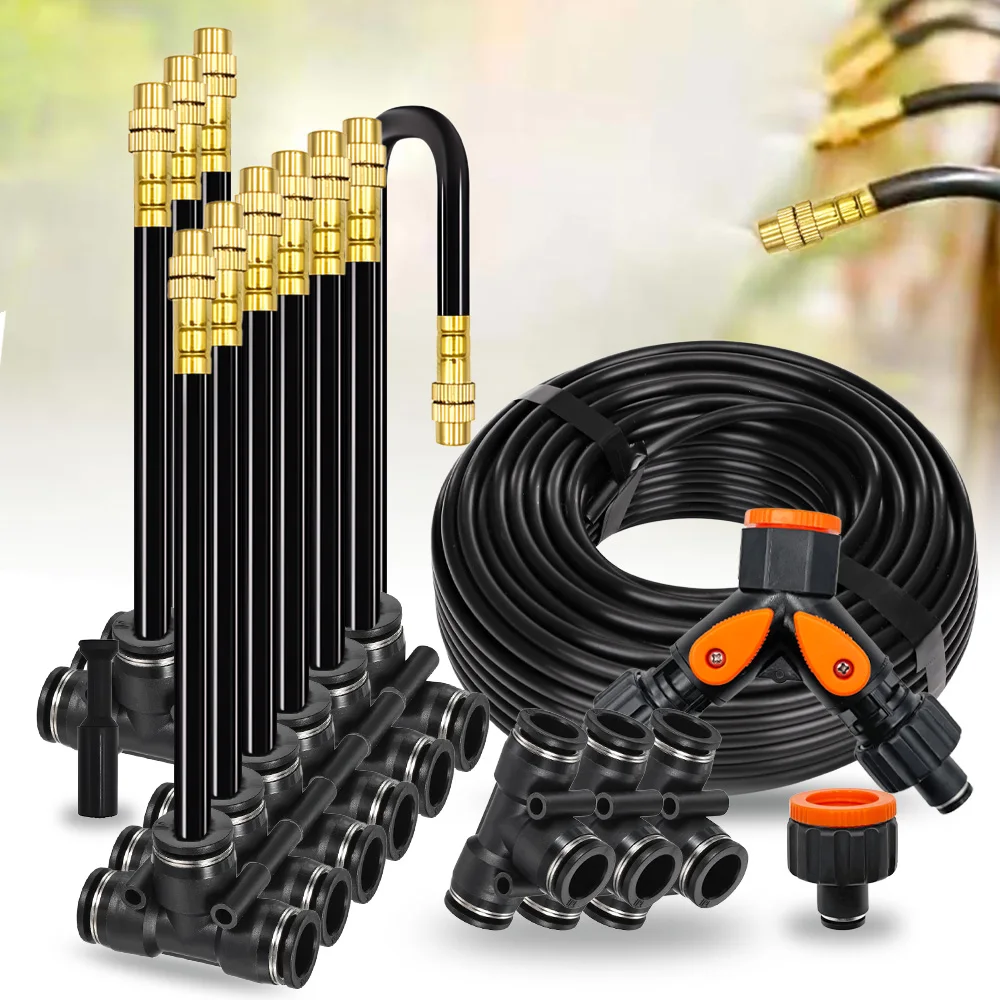 30-5m DIY Free Bending Universal Sprayer Kit 5/ 8mm Hose Patio Misting Cooling System Garden Plant Fogging Watering Irrigation