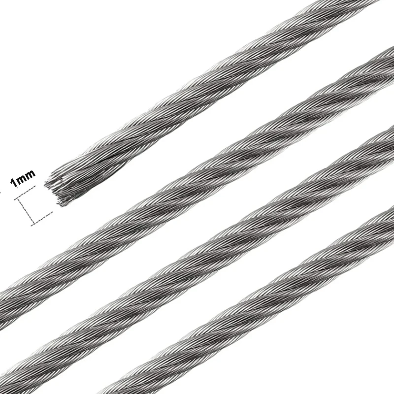 1pcs 7*7 304 stainless steel wire diameter 0.5mm-3.0mm heavy duty cable rope garden wire cable railing wire fence roll kit