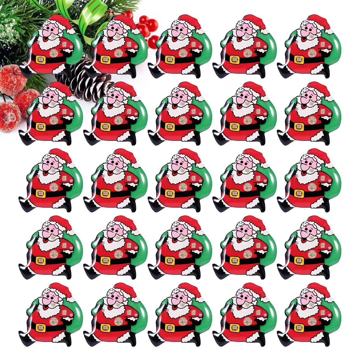 

50 Pcs Christmas Glitter Brooch LED Glowing Badges Holiday Jewelry for Women