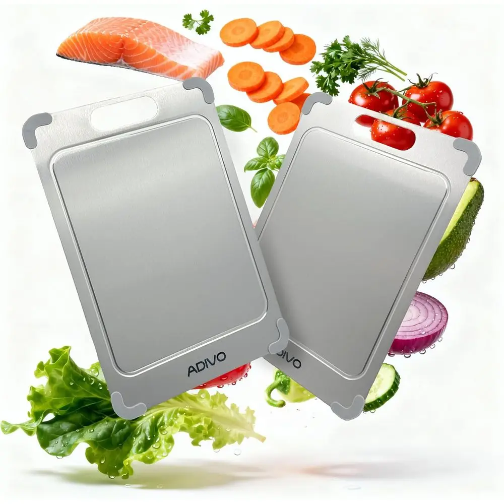 

Double-Sided Titanium Cutting Board with Juice Groove, Easy to Clean, Dishwasher Safe (15.3x11) Large