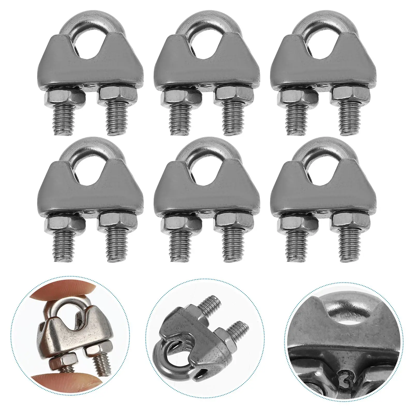 10 Pcs Rope Clips Stainless Steel 304 Rope Clips type Clamps for Fixing Cable Accessories Railing Hardware