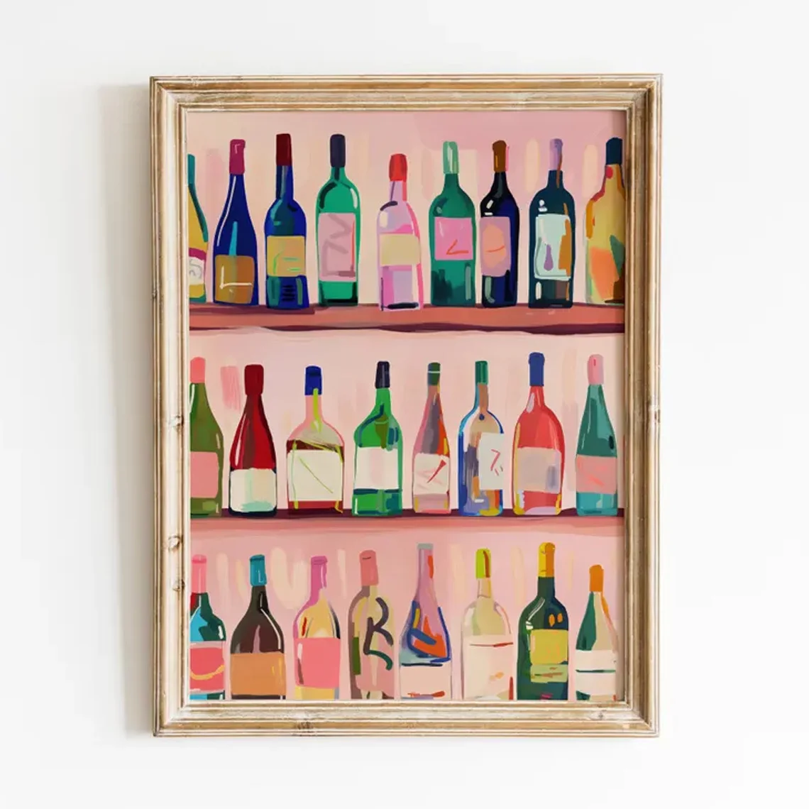1pc Vintage Wine Bottle Wall Art - Unframed Retro Wine Theme Poster, Minimalist Wine Artwork, Dopamine for Dining Room Decortion