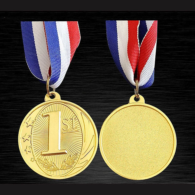 1 قطعة 5 سنتيمتر الذهب/الفضة/البرونزية ميدالية الطلاب المكافآت مع الرقبة الشريط المنافسة جوائز المعادن الفائزة الميداليات لألعاب الكرة #2