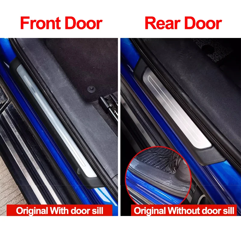 2pcs For Audi Q4 E-TRON Door Sill Protector Rear Door Sill Guards Protection Pedal Scuff Plate Strip Car Accessories