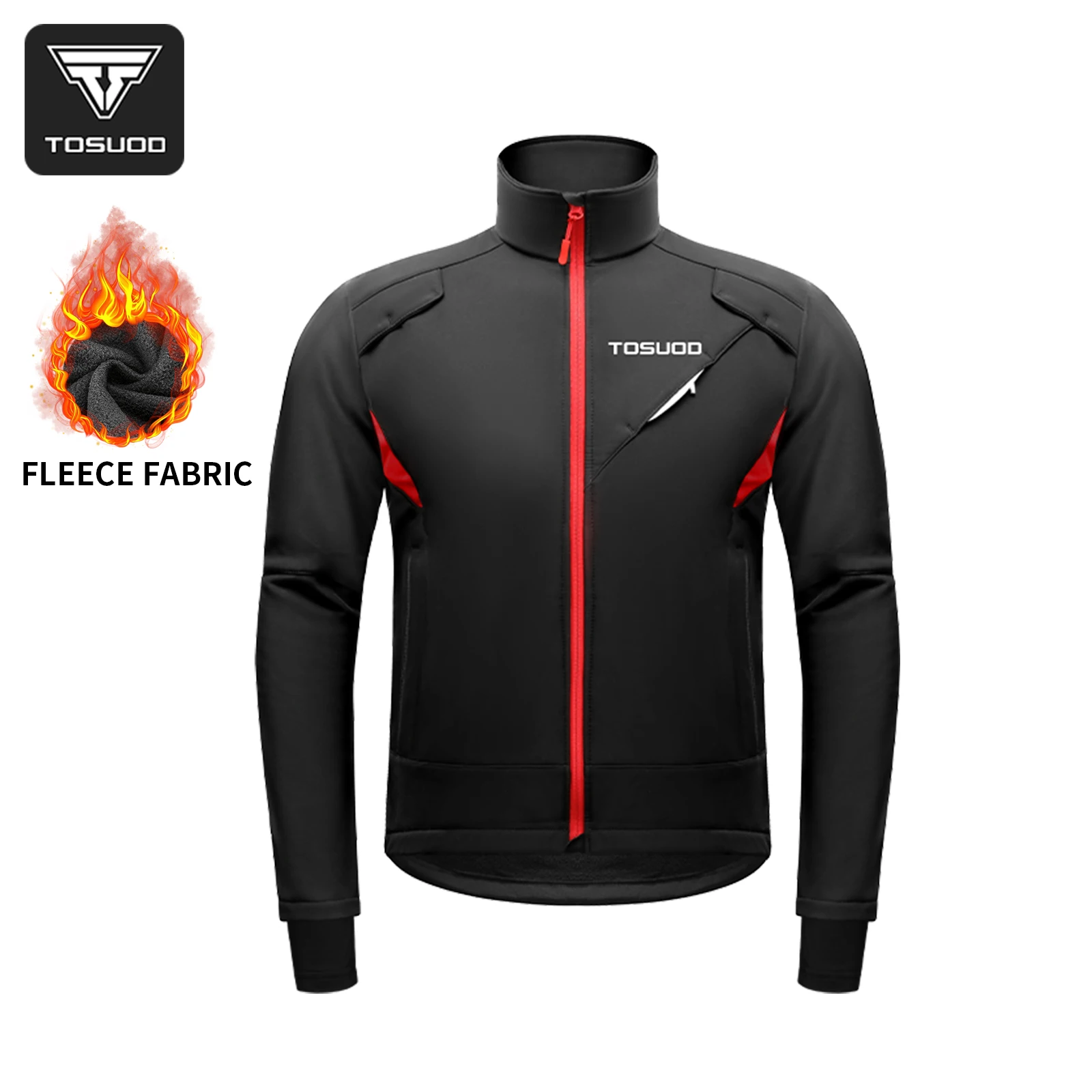 

TOSUOD Thermal Fleece Cycling Jacket Windproof Keep Warm Long Sleeve Bike Clothing Breathable Multiple Pockets Top for Men Women