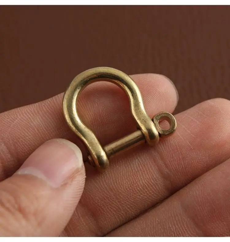 Solid Brass Carabiner D Bow Shackle Fob Key Ring Keychain Hook Screw Joint Connector Buckle
