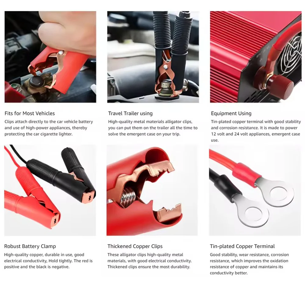 30A التمساح كليب كابل قافز لبطارية السيارة وكابلات الشبكة لسيارة تمديد الحبل لسيارة دراجة نارية بطارية المشبك كابل #5