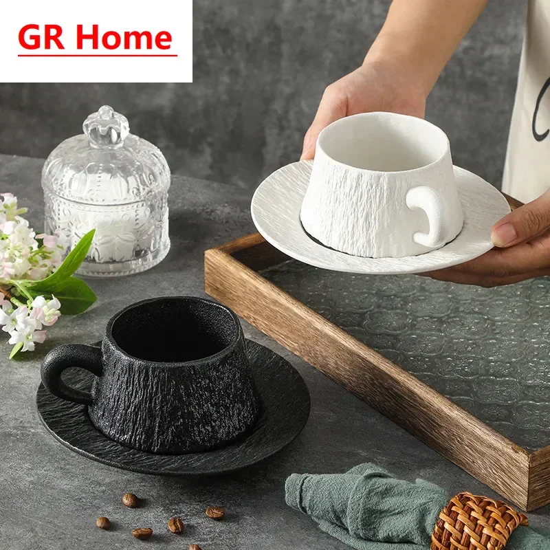 Matte Stone Grain Coffee Cup Set, Underglaze Ceramic Tableware, Stylish Cups for Daily Use and Afternoon Tea
