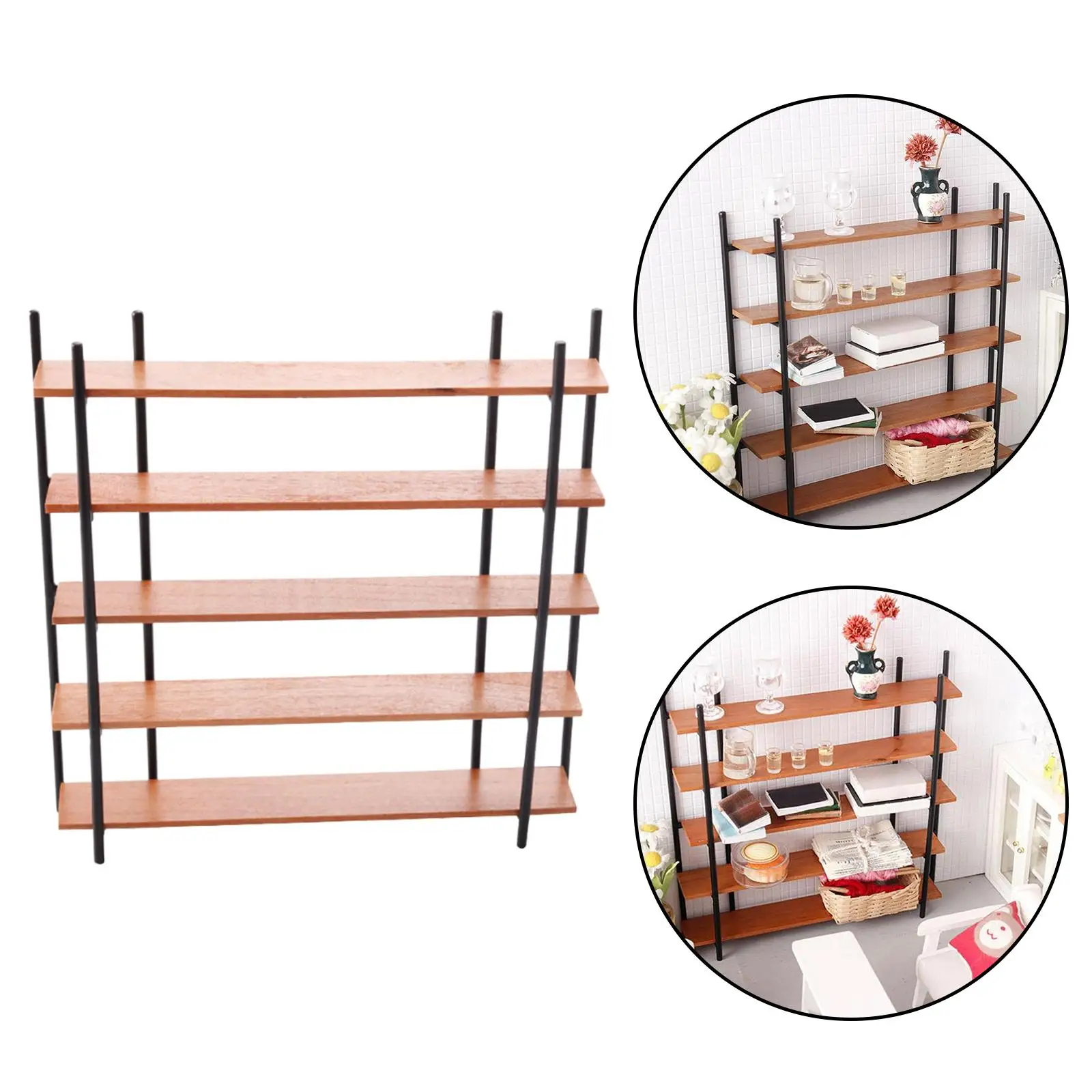 1:12 Dollhouse Bookshelf Simulation Accessories Toy Miniature Rack Mini Model for Bedroom