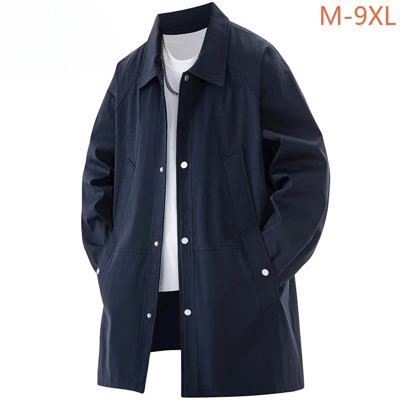 

Autumn Men's Outdoor Long Windbreaker Lapel Jacket Men Solid Color Business Casual Fashion Brand Tench Jacket Coat Male Clothing