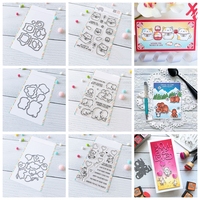 Clear Stamps Cutting Dies Lucky Cat Elephanet Rabbit with Balloon Pattern Sweet Wishes Seal for DIY Scrapbooking Valentine's Day