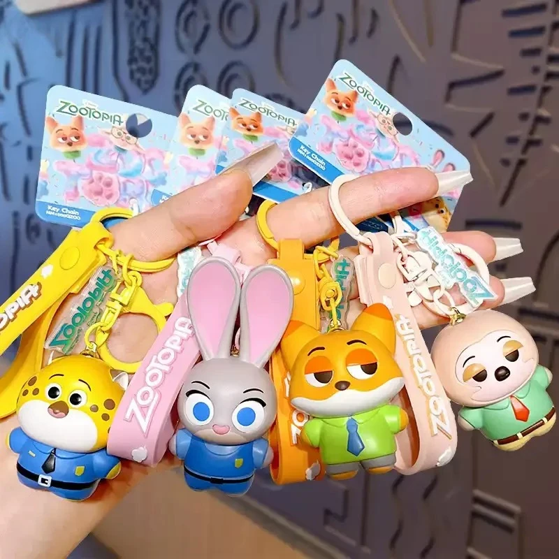 LLavero de figura de anime de personaje de Zootopia Judy Nick Clawhauser figura de acción de dibujos animados llavero bolsa colgante colección de fans