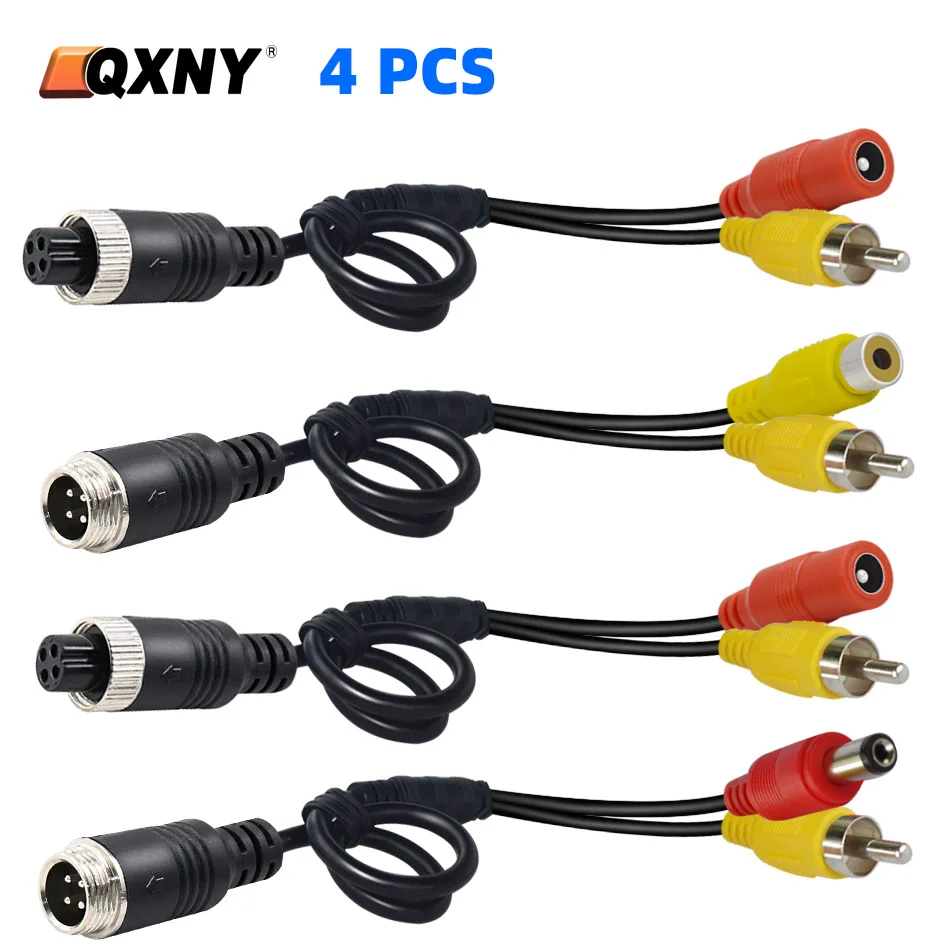 

QXNY 4 Piece 4Pin Aviation Head Male/Female to RCA Male DC Male Extension Cable Adapter Converter for Security DVR CCTV Camera