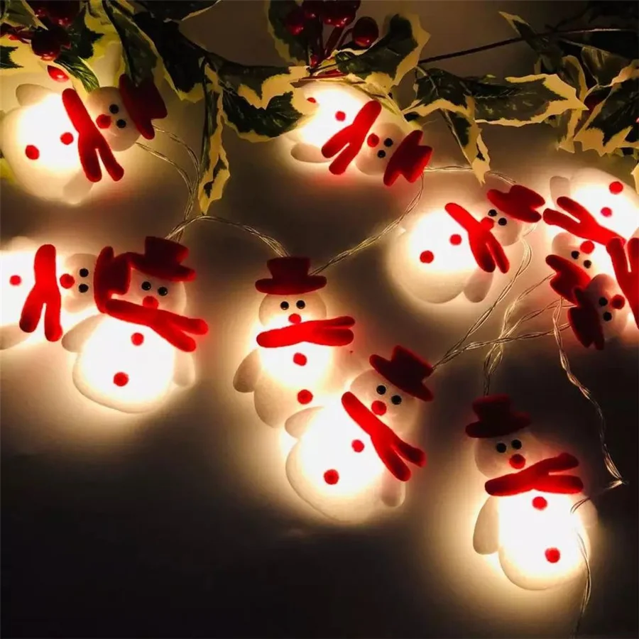 Tirvose LED Snowman String Lights Battery Powered 10/20LED Christmas Garland Fairy Lights for Xmas Tree Party Wedding Decoration