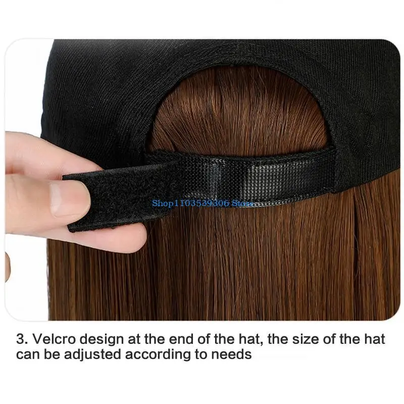 قبعة بيسبول صيفية بشعر طويل مستقيم للنساء من 400A مع شعر مستعار كامل لشركة Head Co #1