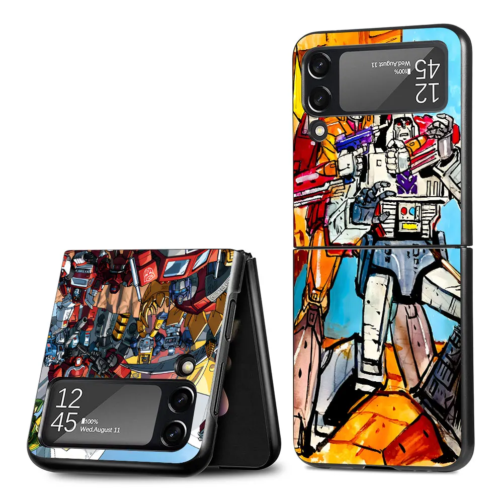 Autobot Transformers Case for Samsung Galaxy Z Flip4 Flip3 5G PC Hard Phone Shell Z Flip 4 3 Black Coque Zflip4 Zflip3 Cover