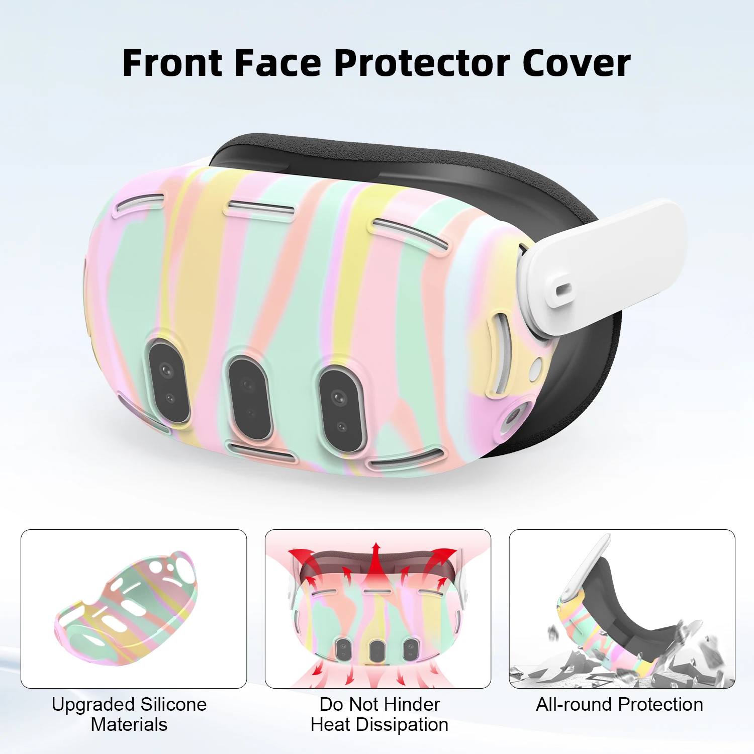 Silicone Cover Set for Oculus/Meta Quest 3 Accessories VR Headset Controller Grip Protector Cover Lens Cap Face Case Eye Mask