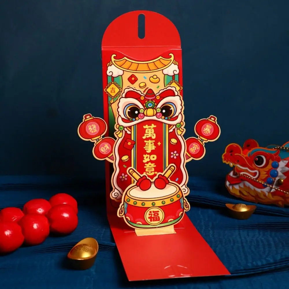 3d dobrável 2025 cobra ano envelopes vermelhos estilo chinês tradicional ano novo saco de dinheiro da sorte bênção hongbao pacote de dinheiro