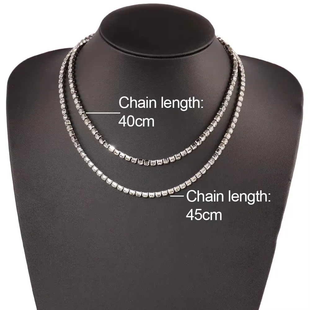 316L 4mm Stainless Steel Necklace For Women Men's Hip Hop Tennis Chain Necklaces Color Crystal Zircon Choker Necklace Jewelry
