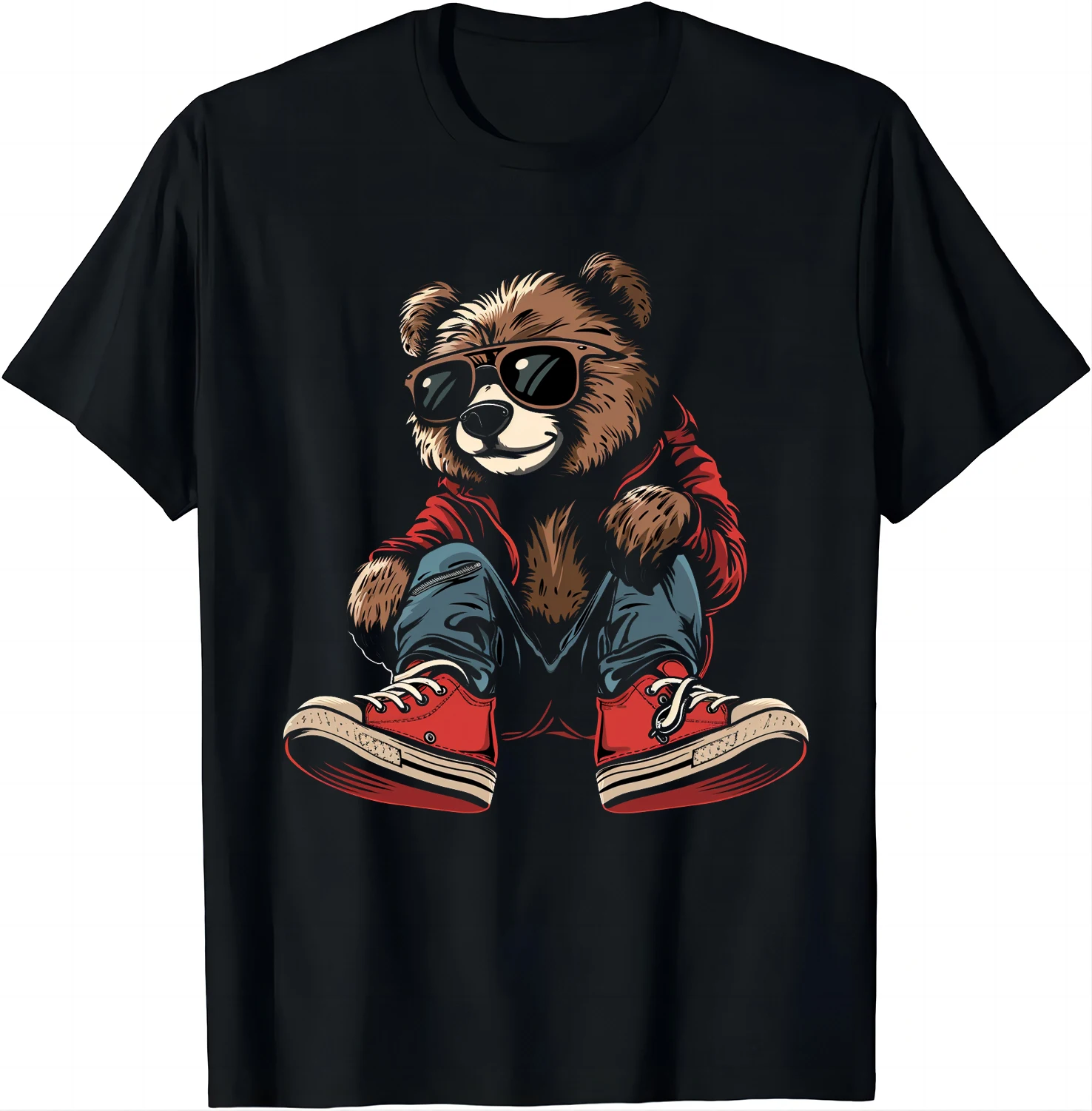 Hip-hop Sneakerhead Bear Tee - Red Kicks & Attitude T Shirts  Graphic T Shirts Mens Clothes Tops Camisas Streetwear