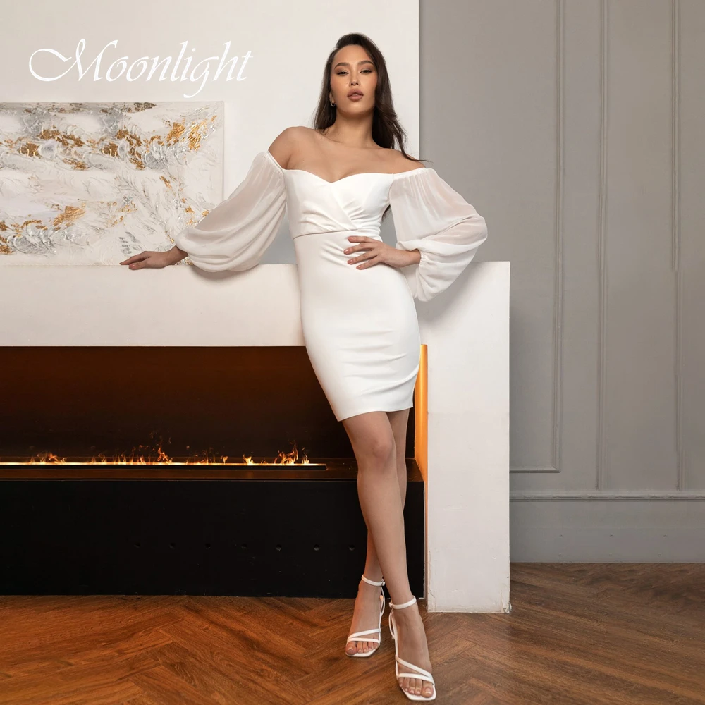 Simple Pleat V-Neck Sheath Wedding Dress 2026 Lantern Sleeve Open Back Off The Shoulder Bridal Gown Vestidos De Novia Customized