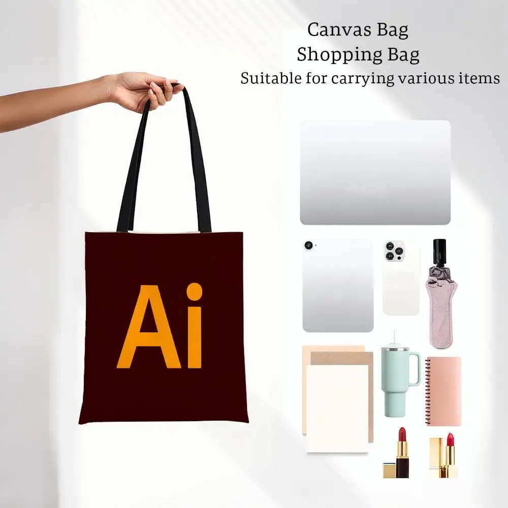 Creative Professional A-Adobe A-AI P-PR ICONS Storage Bags Lightweight Printed Canvas Bag Portable Daily Shopping Shoulder Bag
