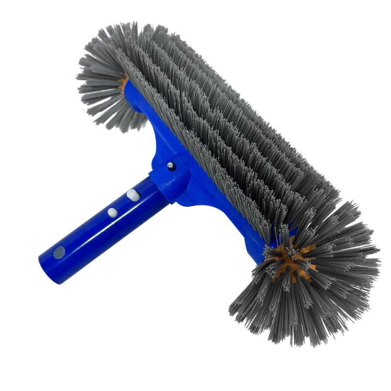 Pool Brush Head with Round Ends, 13'' High-Efficiency Pool Brush for Cleaning Pool Walls Floors Steps